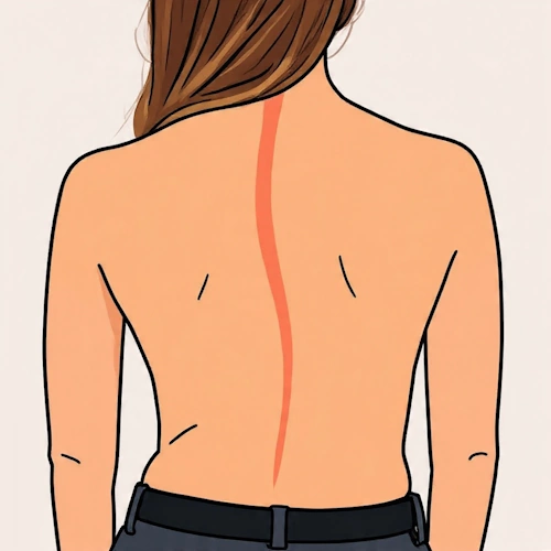 Digital illustration showing the spinal curvature with a person diagnosed with scoliosis